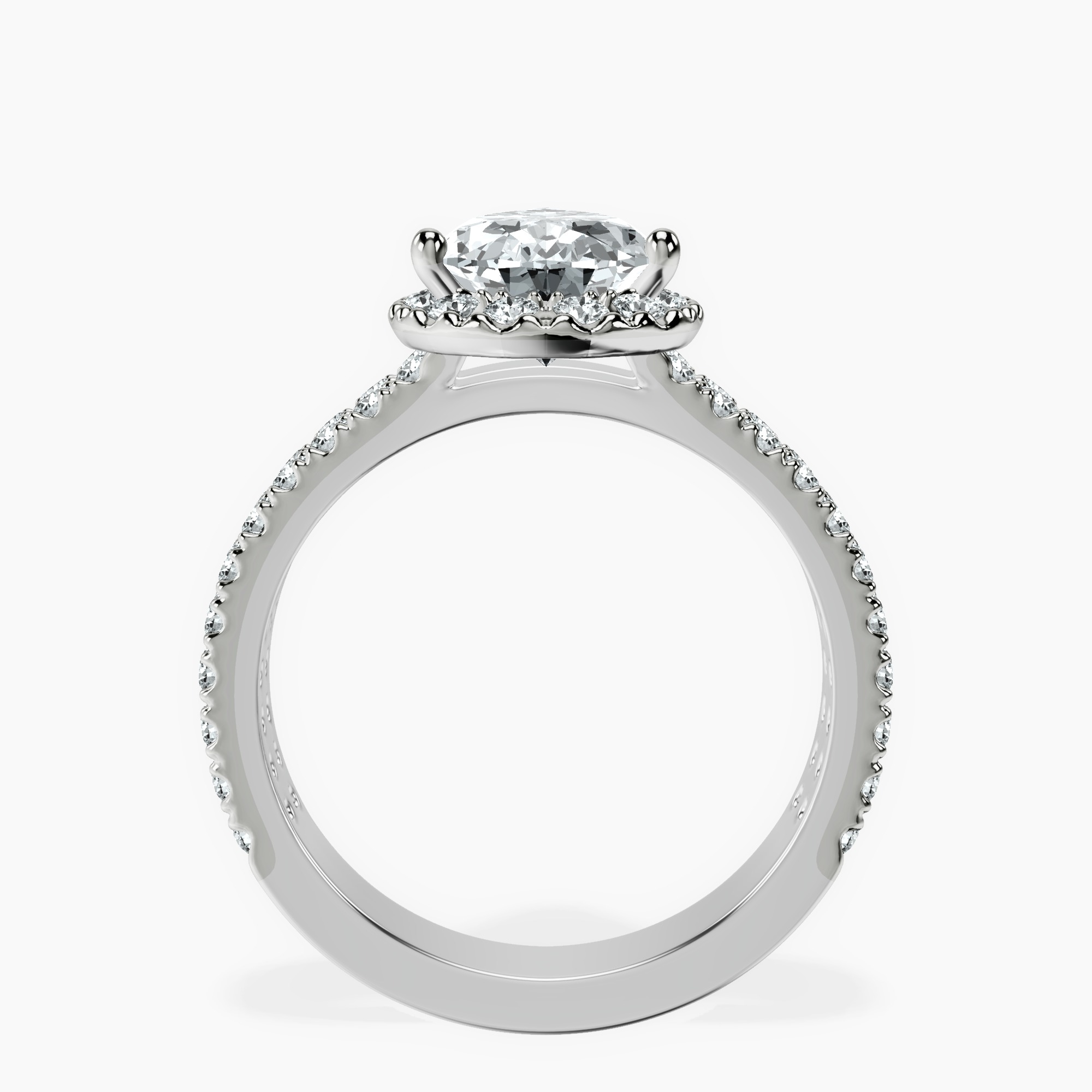 2.96 ct. pear Luna Halo Ring in 14kt white gold side right image one
