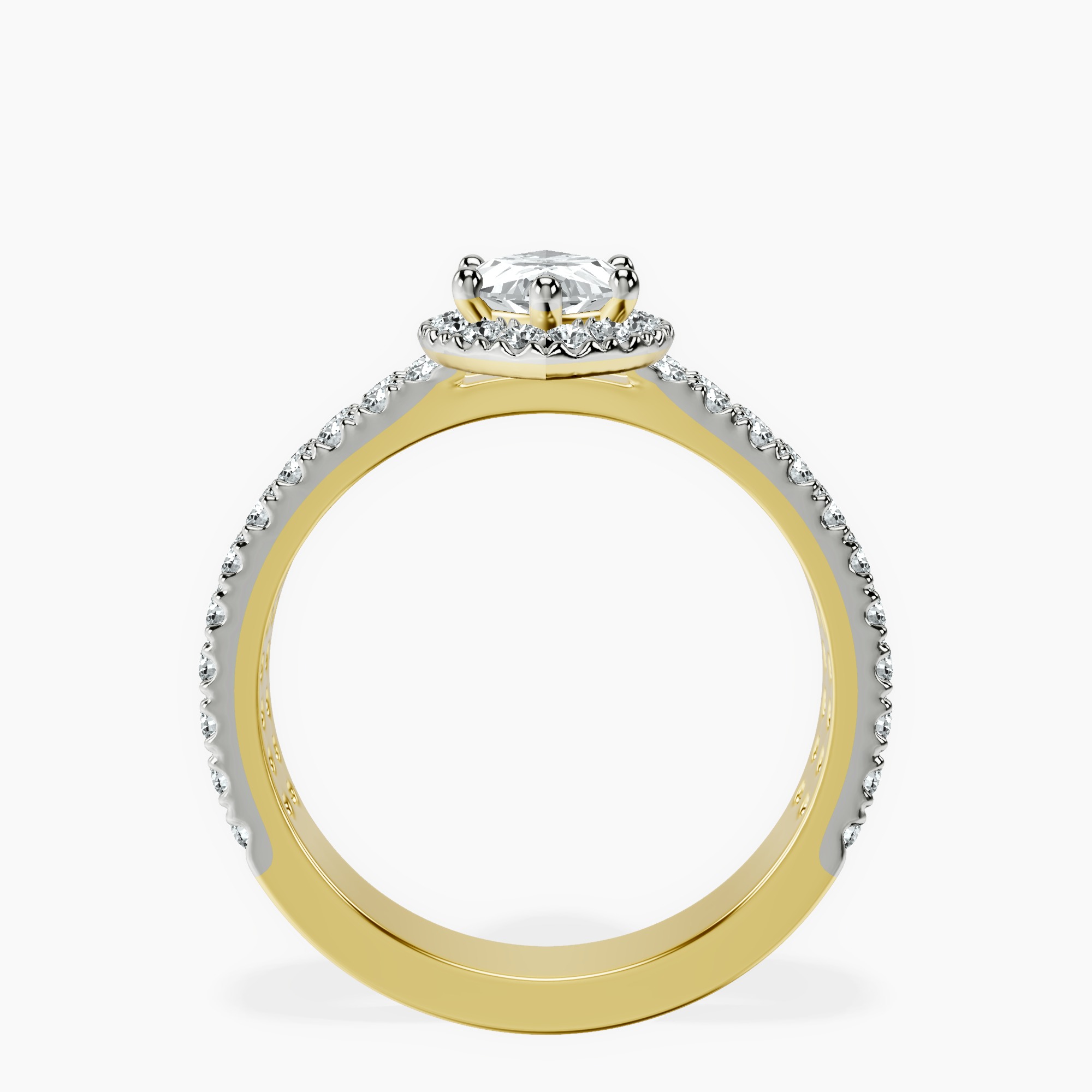 1.43 ct. marquise Luna Halo Ring in 14kt yellow gold side right image one