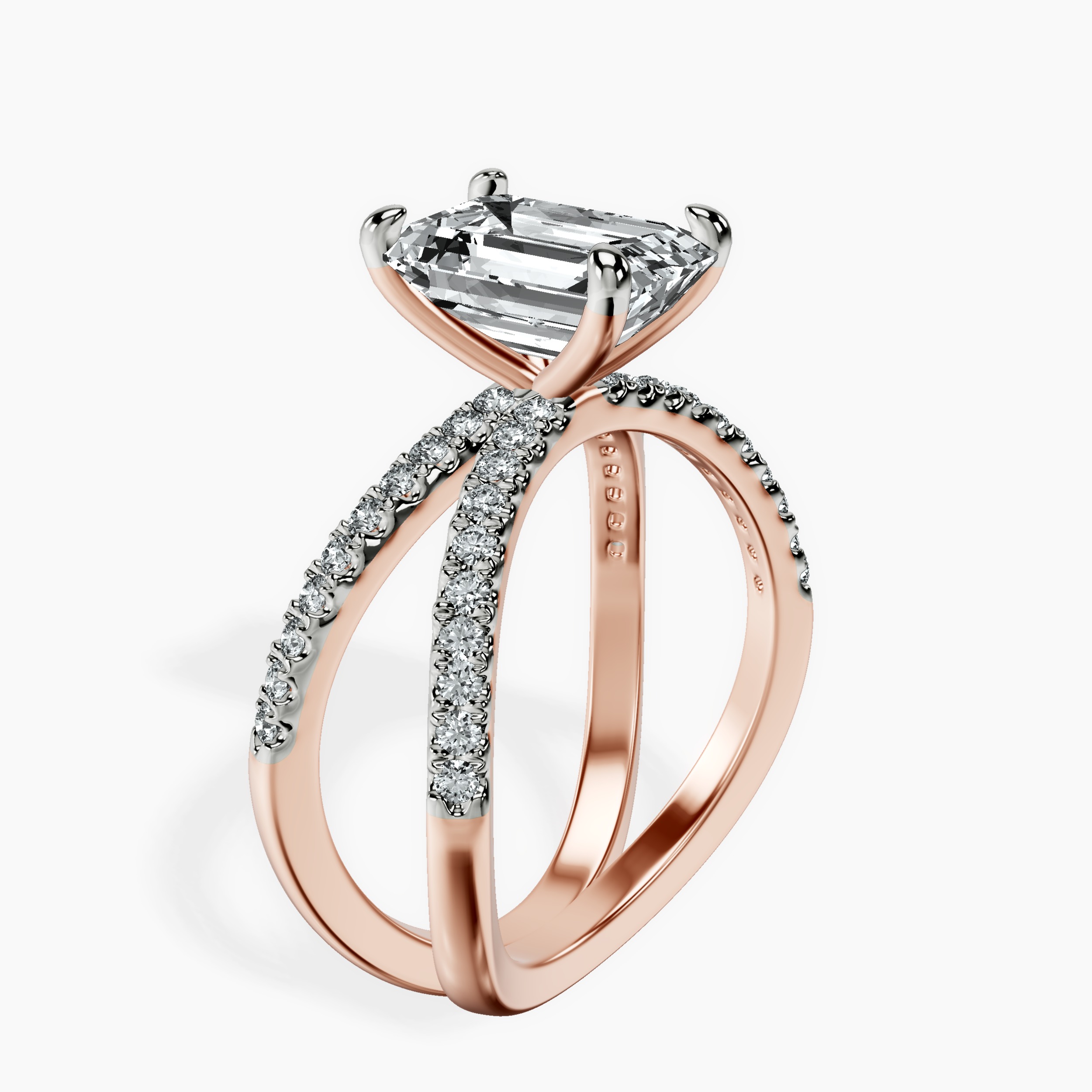 2.15 ct. emerald Dakota Criss Cross Ring in 14kt rose gold standing product image one