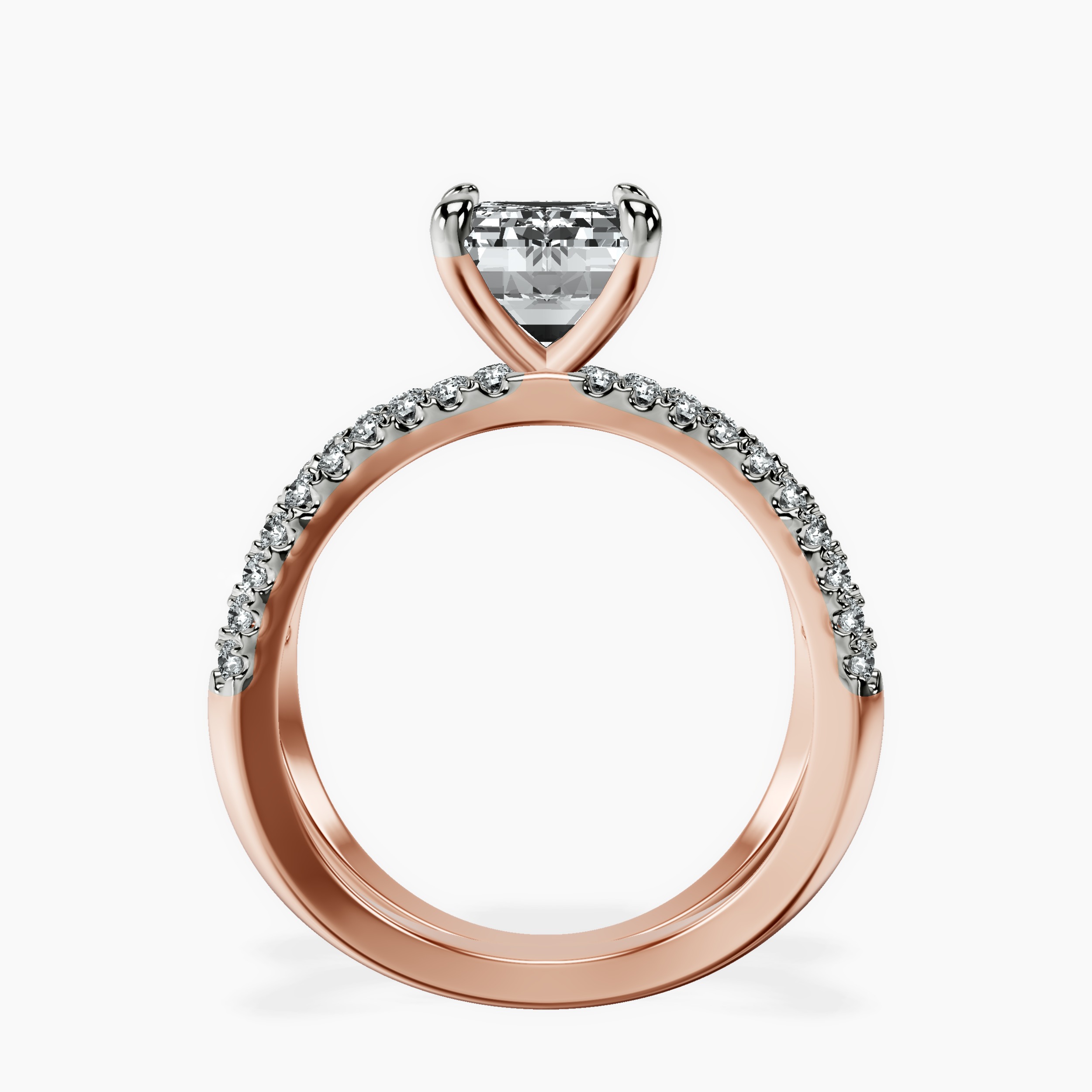2.15 ct. emerald Dakota Criss Cross Ring in 14kt rose gold side right image one