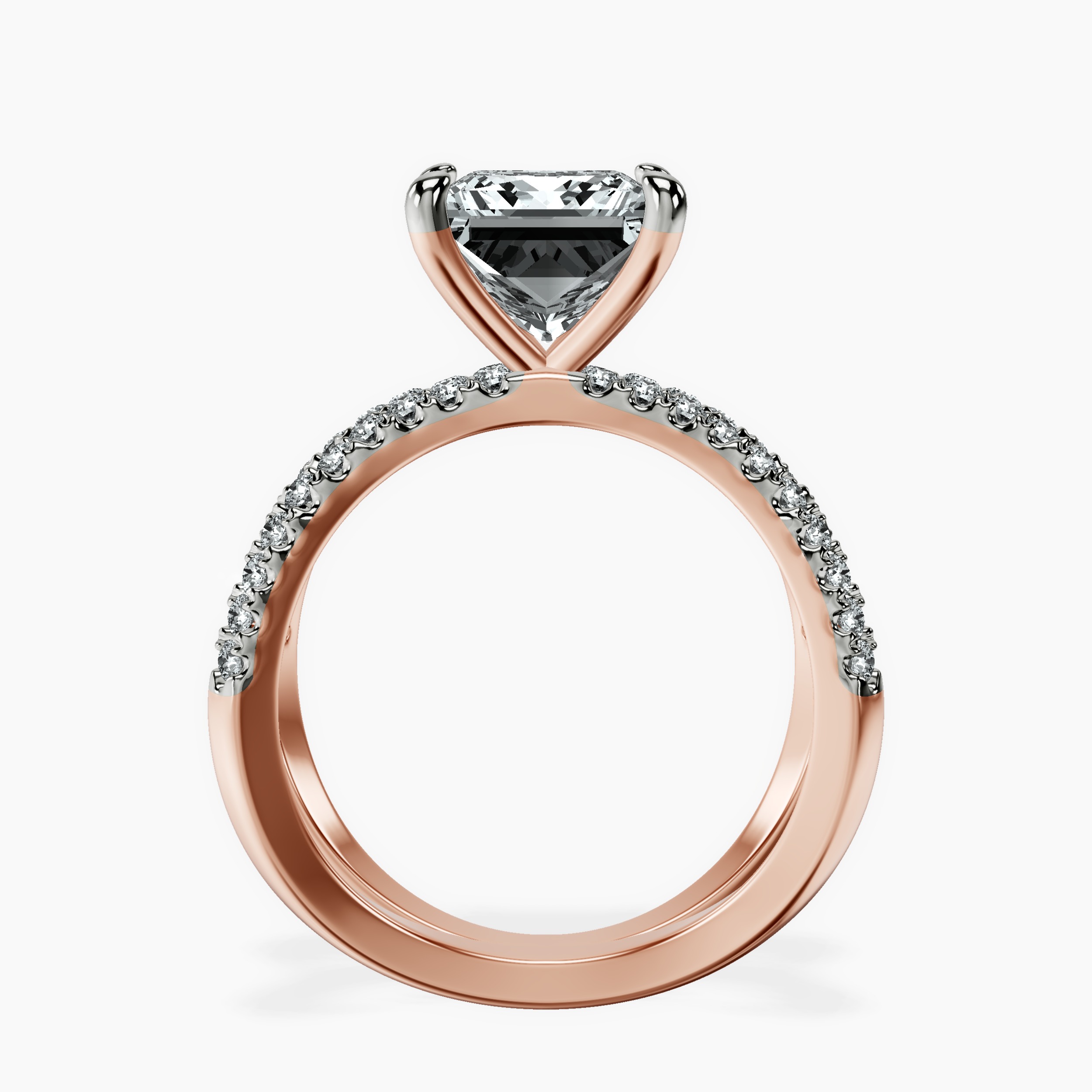 2.81 ct. princess Dakota Criss Cross Ring in 10kt rose gold side right image one
