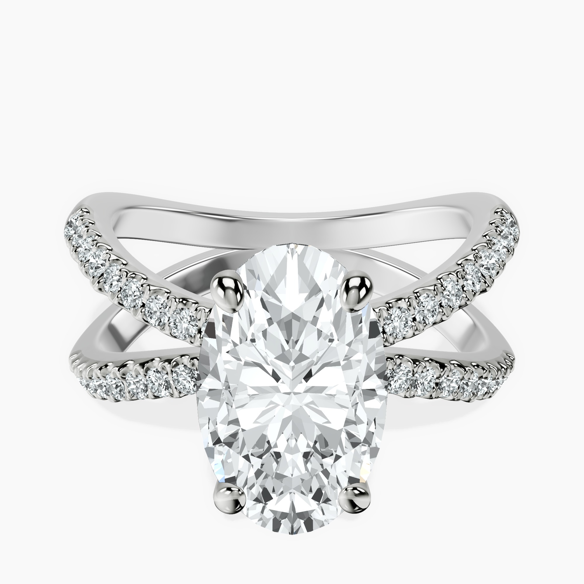 2.40 ct. oval Dakota Criss Cross Ring in 10kt white gold rtr top