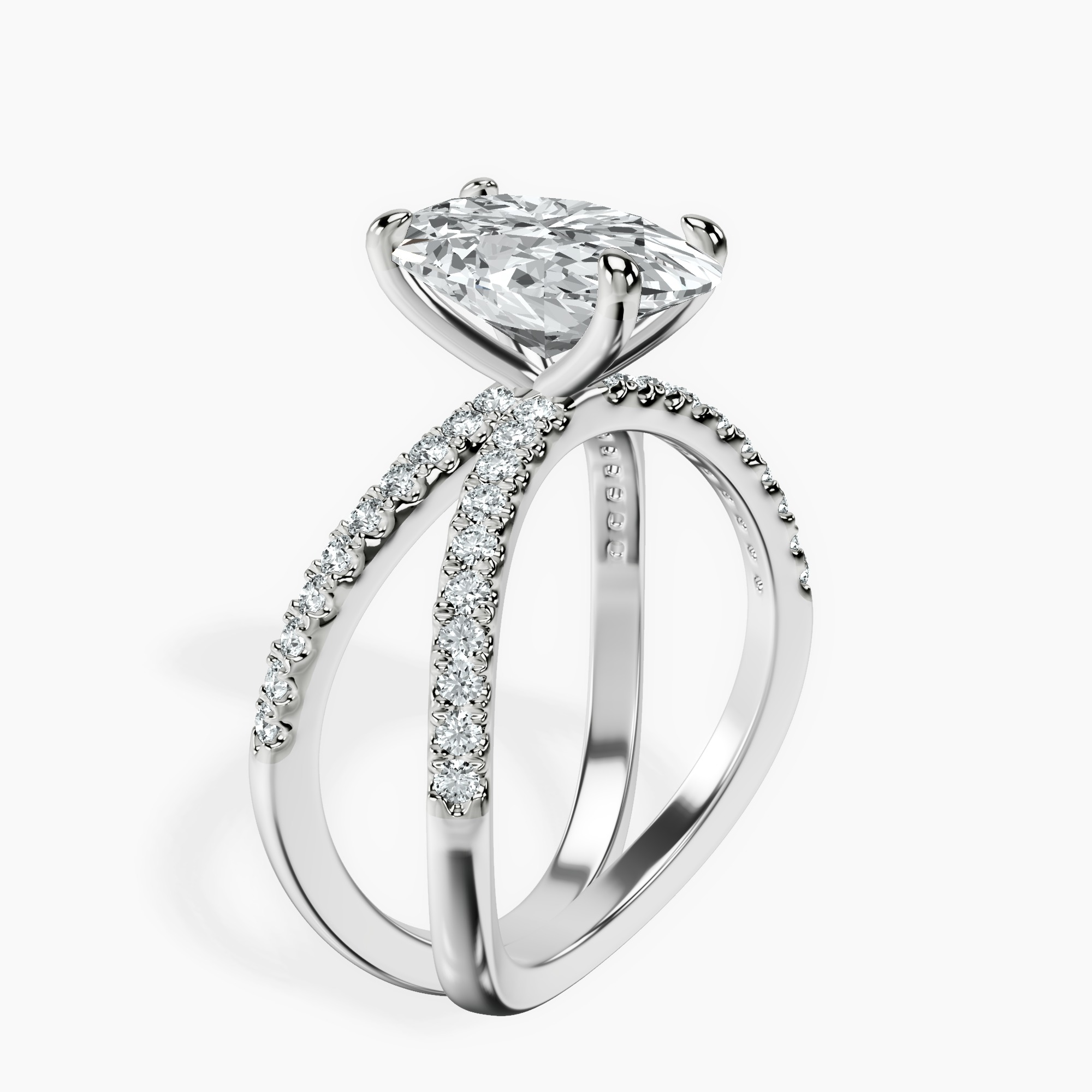 2.40 ct. oval Dakota Criss Cross Ring in 10kt white gold standing product image one