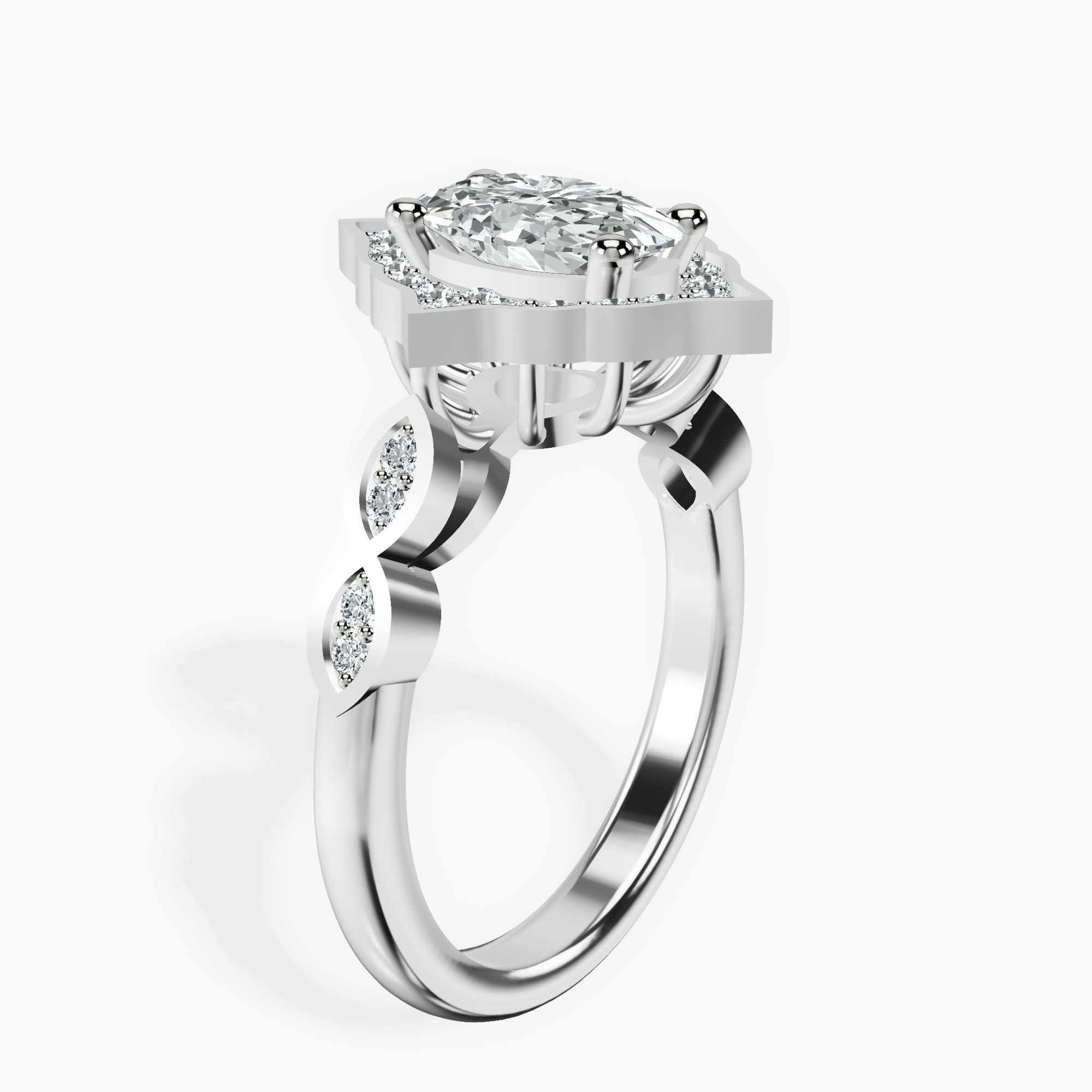 2.40 ct. oval Melody Vintage Halo Ring in 14kt white gold standing product image one
