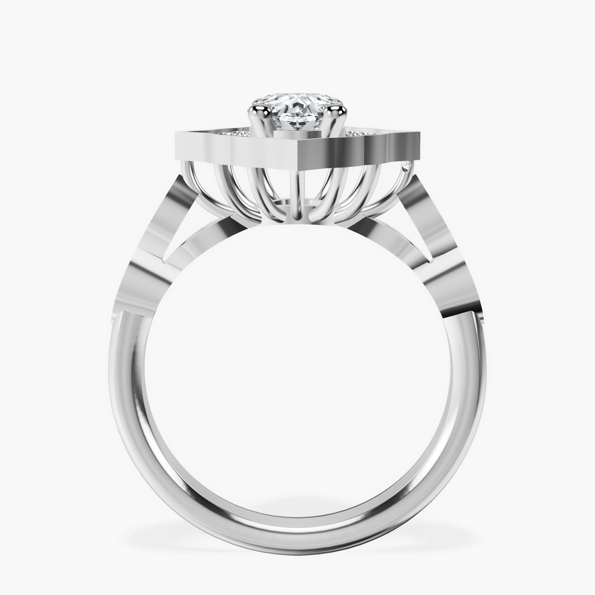2.40 ct. oval Melody Vintage Halo Ring in 14kt white gold side right image one