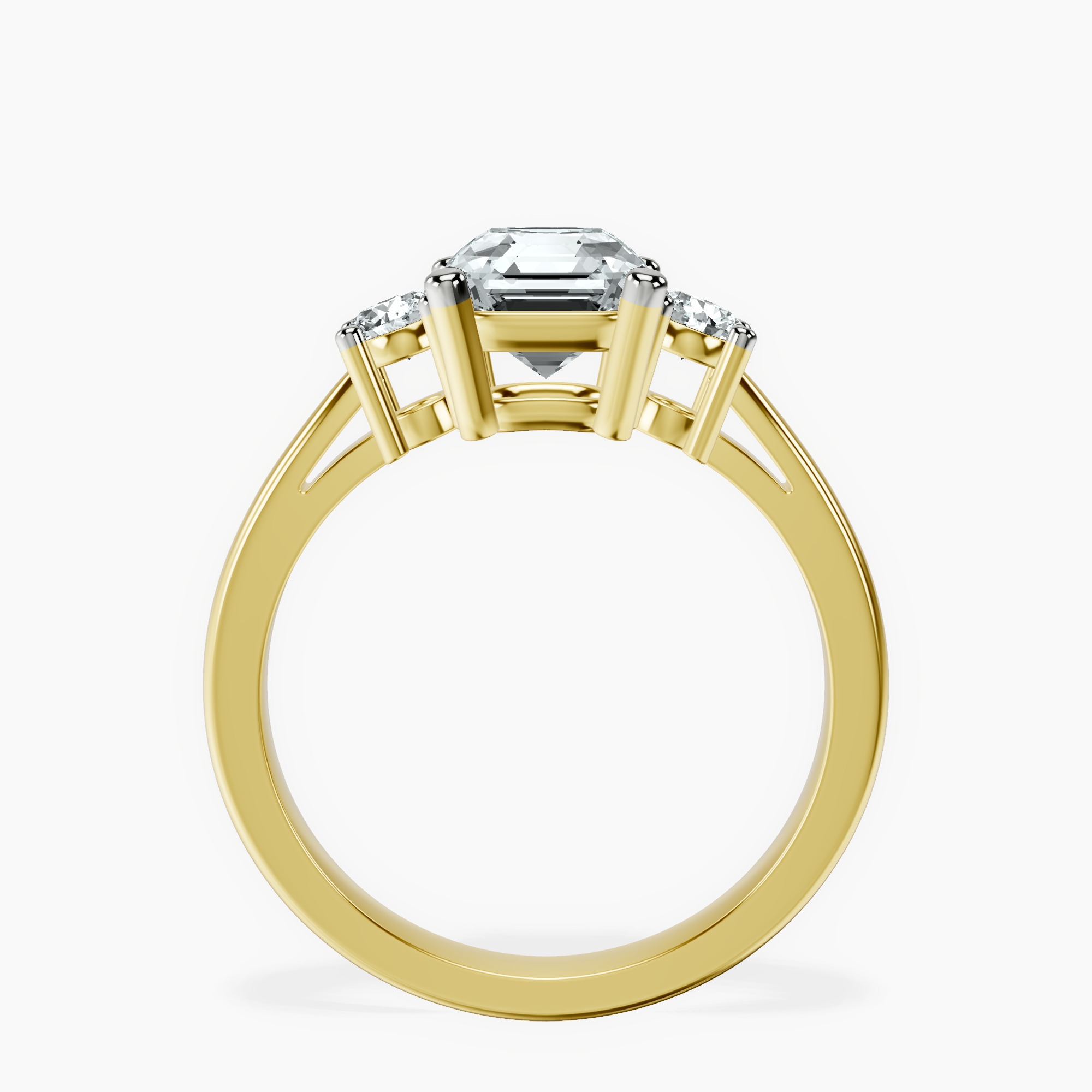 10kt Yellow Gold Meghan Markle Three stone Lab Diamond Ring side right image one