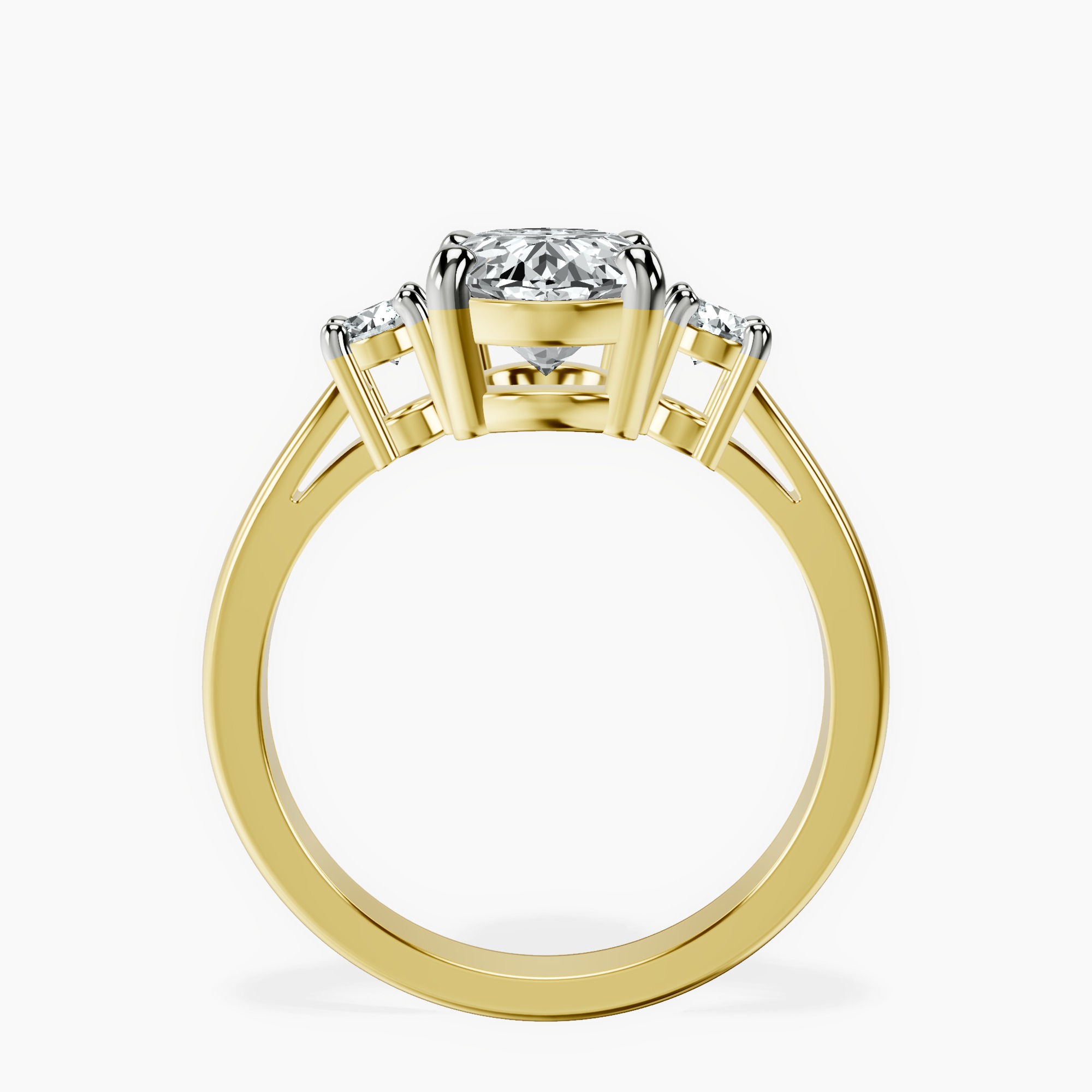 14kt Yellow Gold Meghan Markle Three stone Lab Diamond Ring side right image one