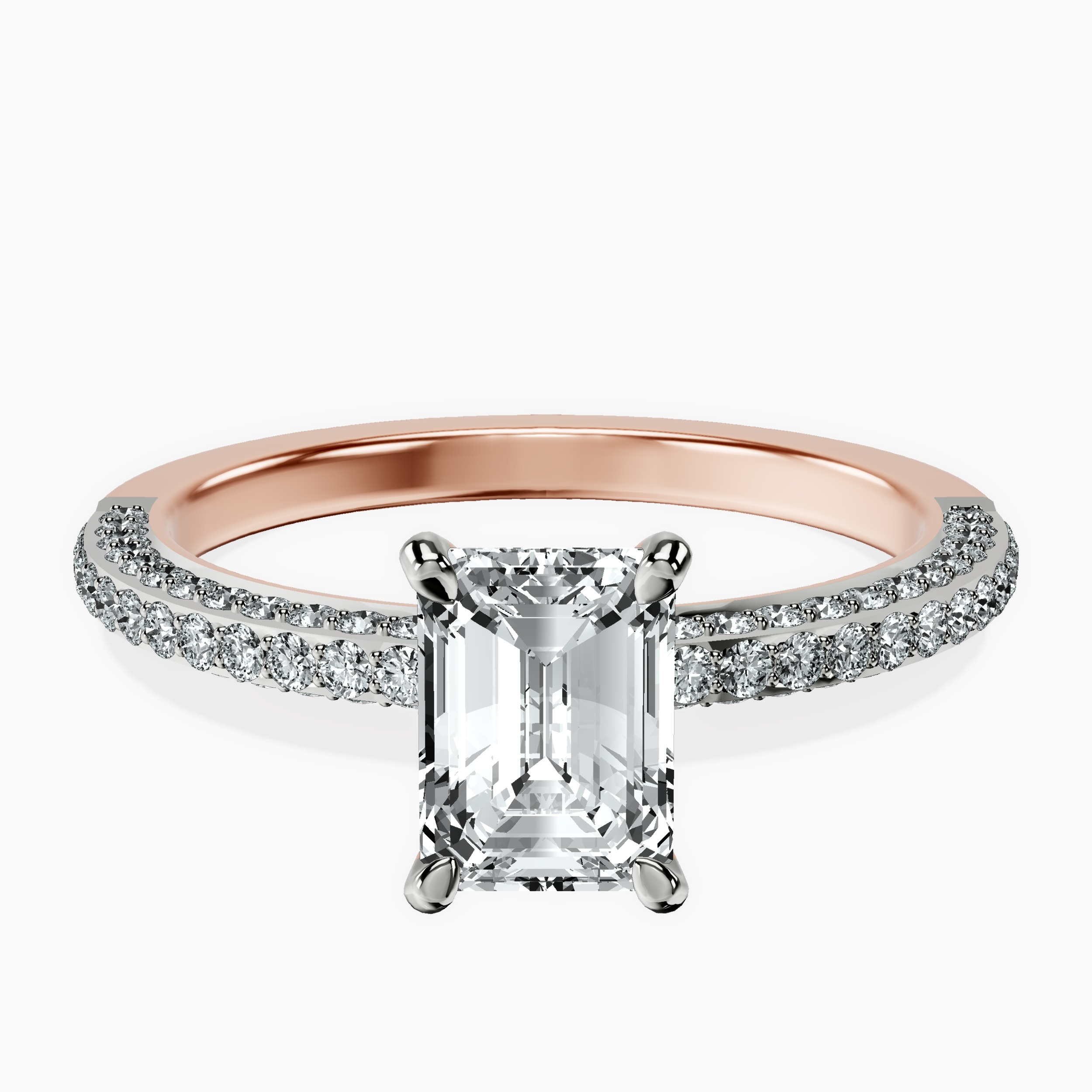 1.48 ct. emerald Grace pavé Eternity Ring in 10kt rose gold rtr top