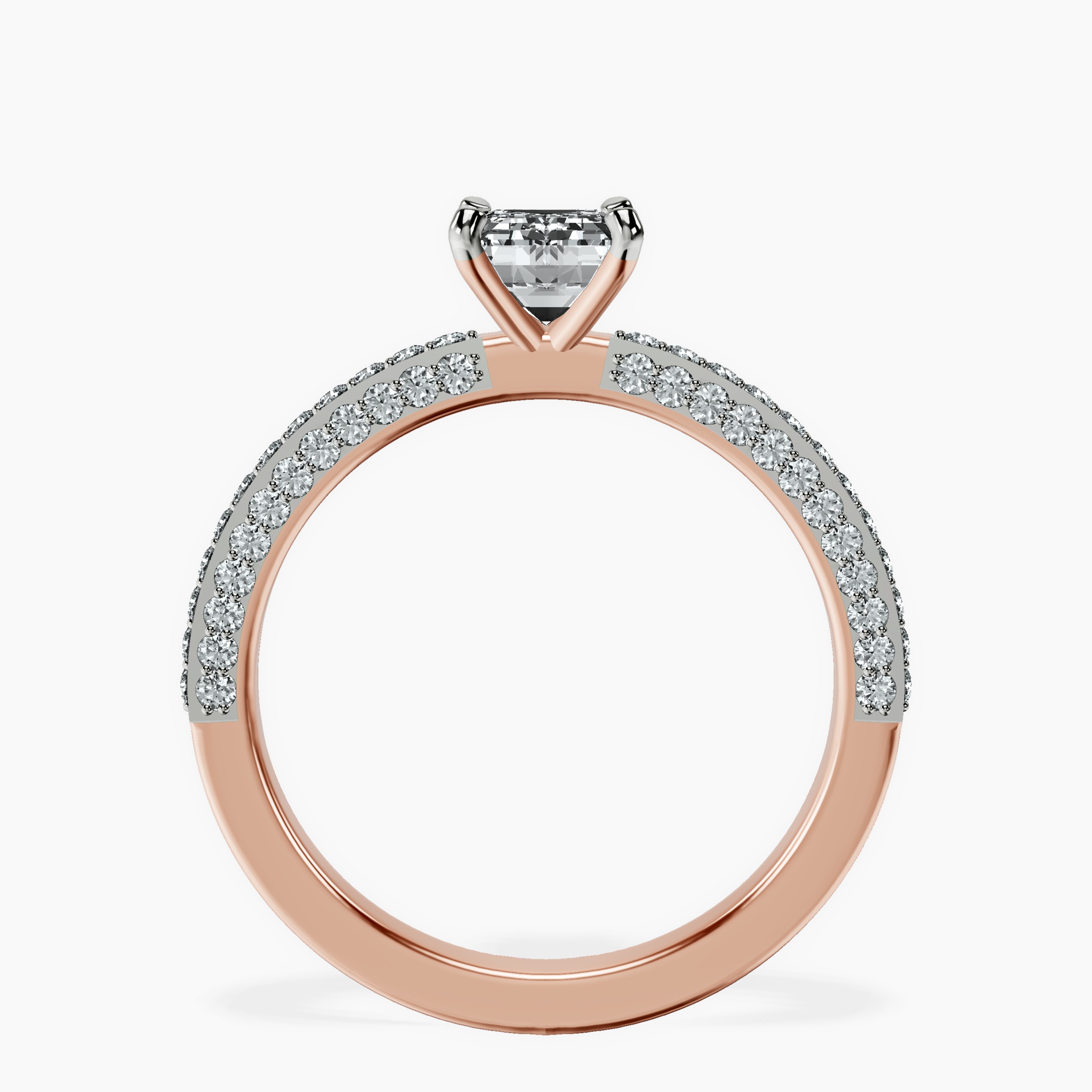 1.48 ct. emerald Grace pavé Eternity Ring in 10kt rose gold side right image one