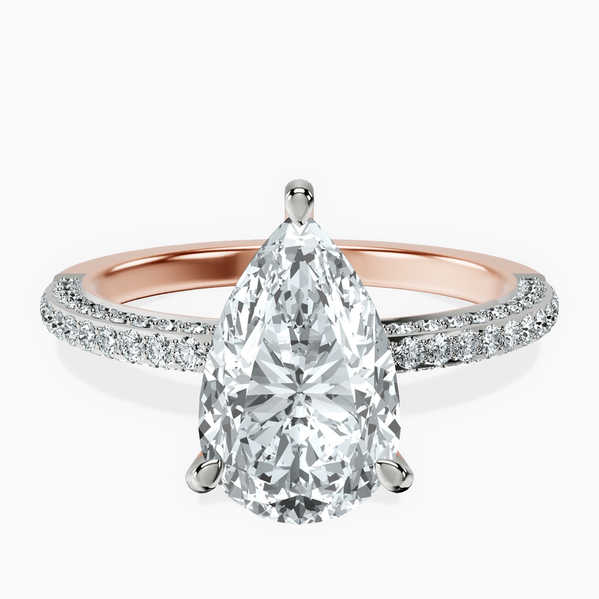 2.96 ct. pear Grace pavé Eternity Ring in 10kt rose gold rtr top