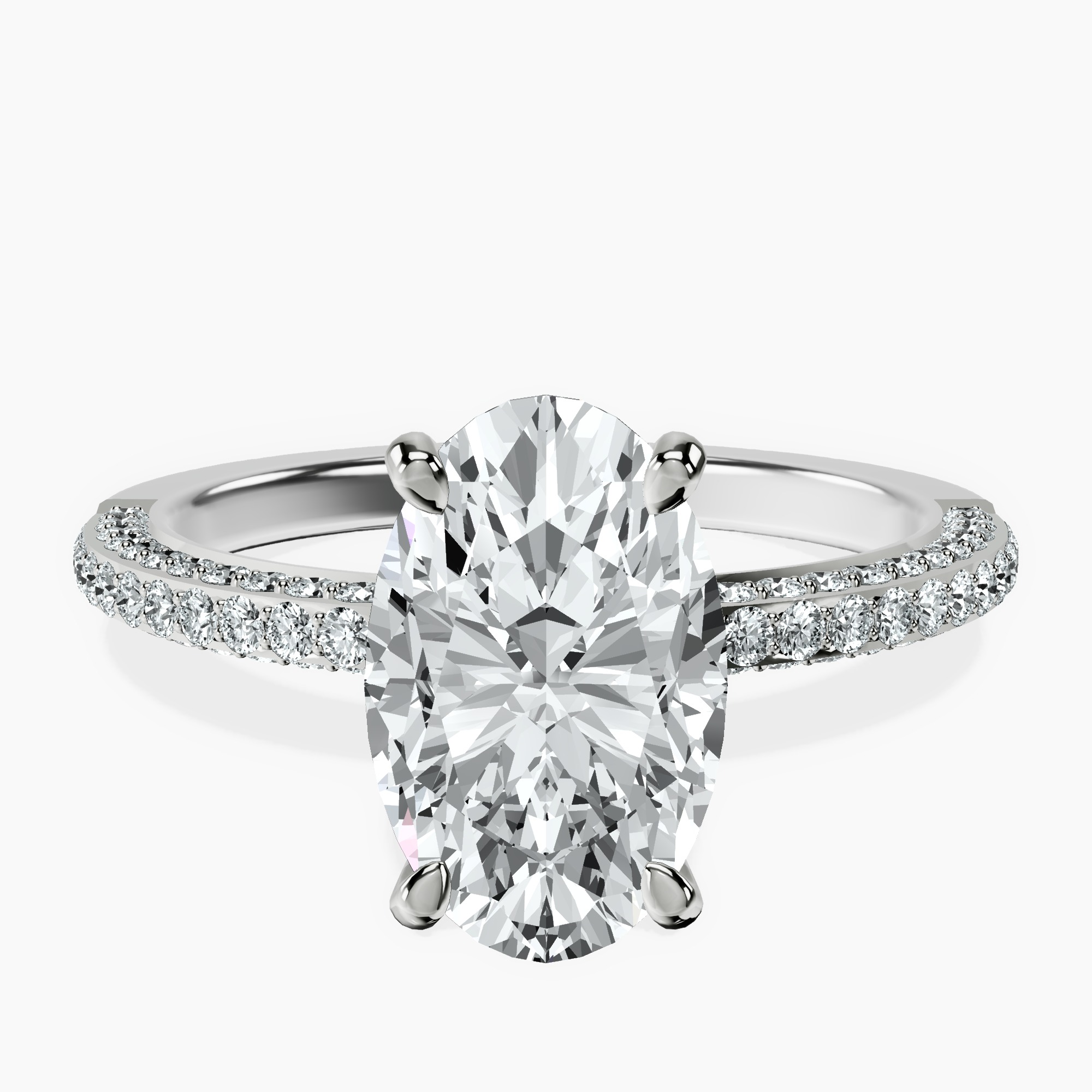 2.40 ct. oval Grace pavé Eternity Ring in 14kt white gold rtr top