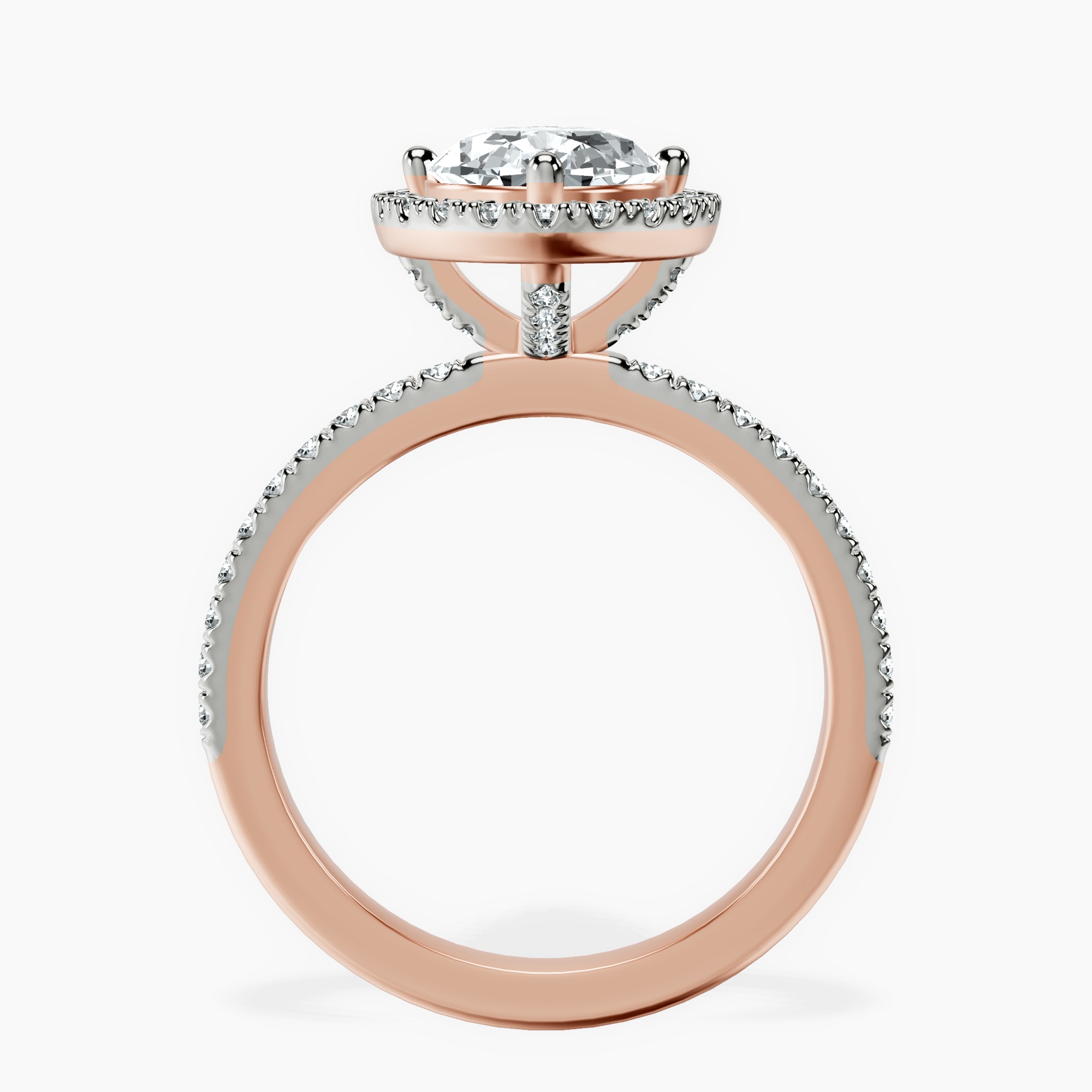 2.96 ct. pear Elle Classic Halo Ring in 14kt rose gold side right image one