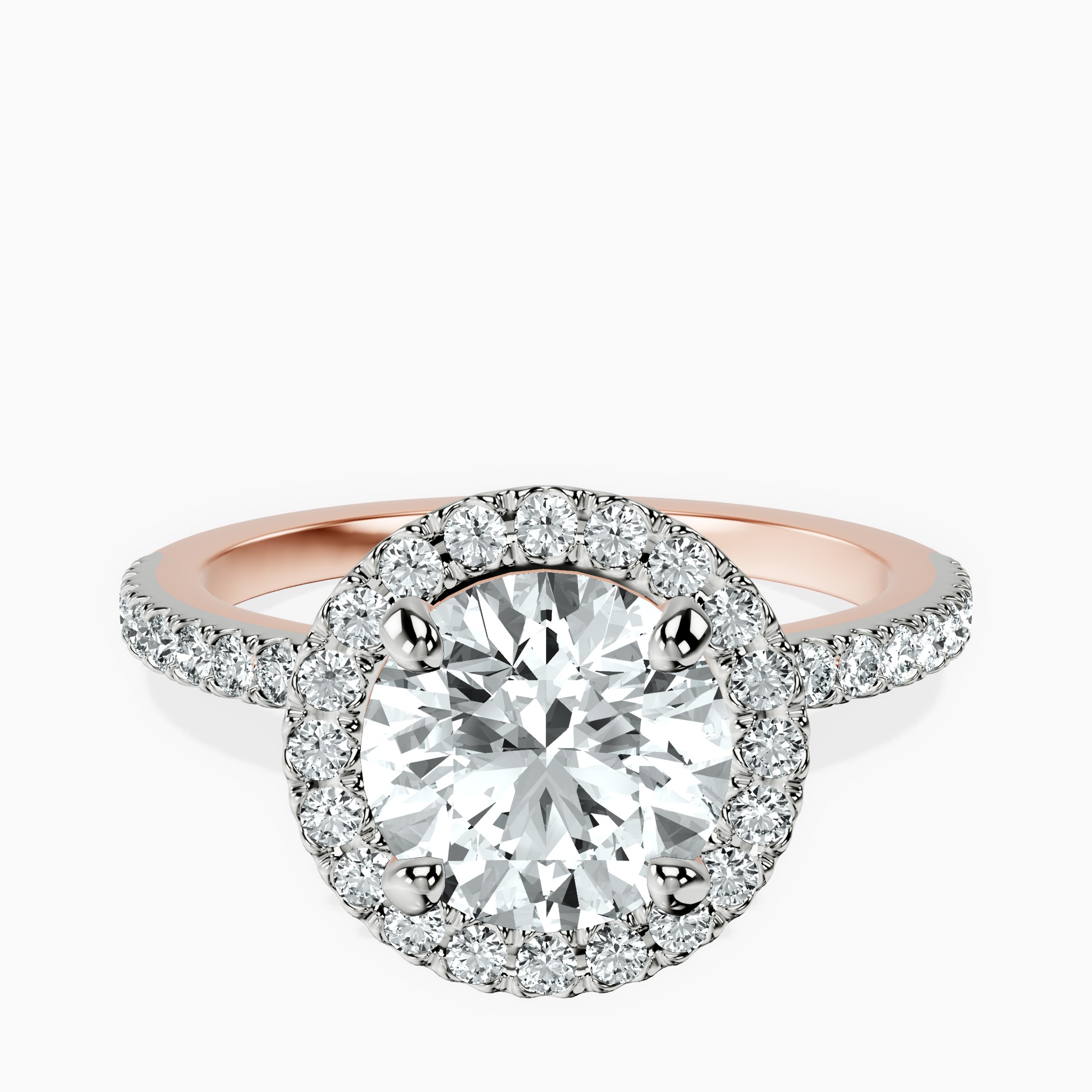 1.41 ct. round Elle Classic Halo Ring in 10kt rose gold rtr top
