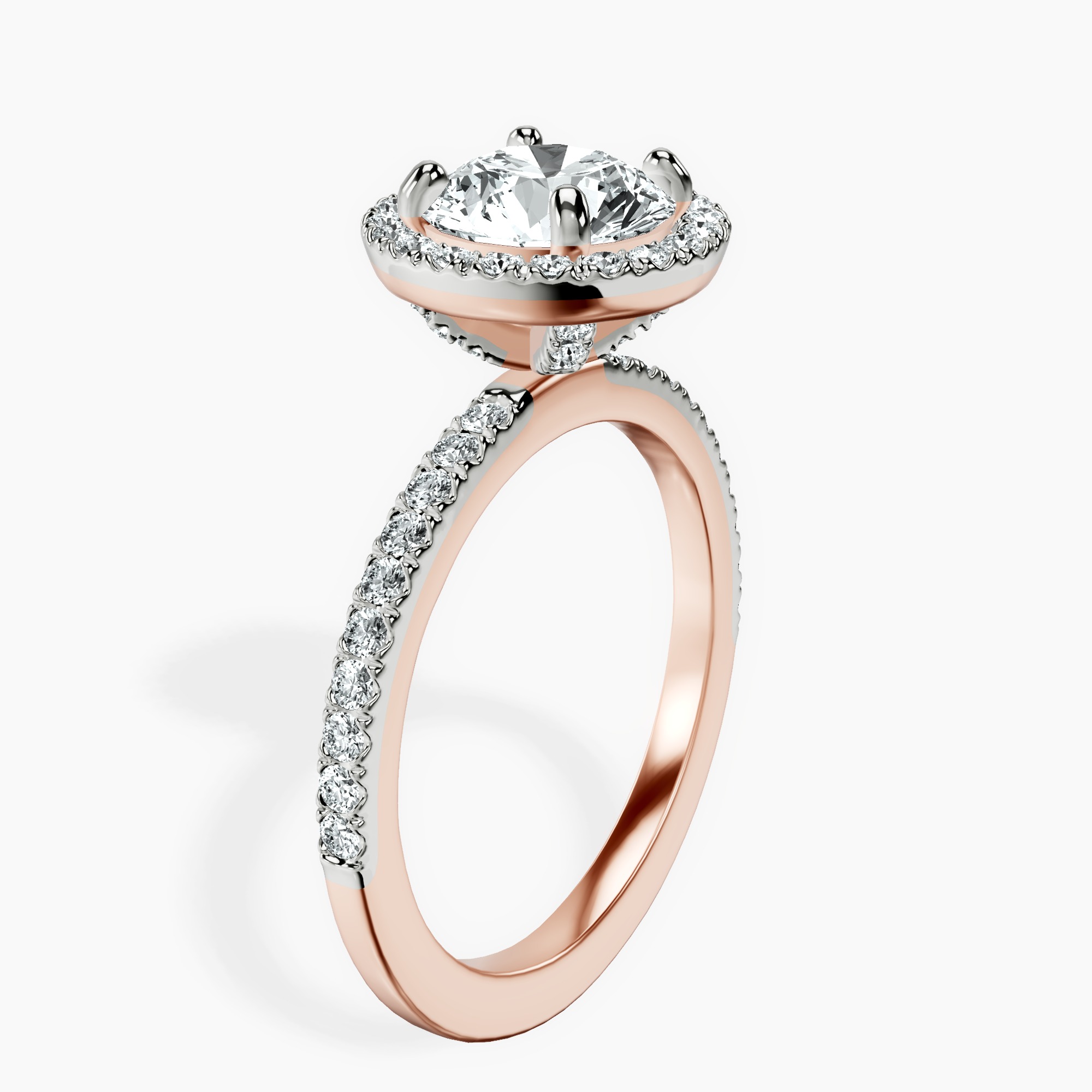1.41 ct. round Elle Classic Halo Ring in 10kt rose gold standing product image one