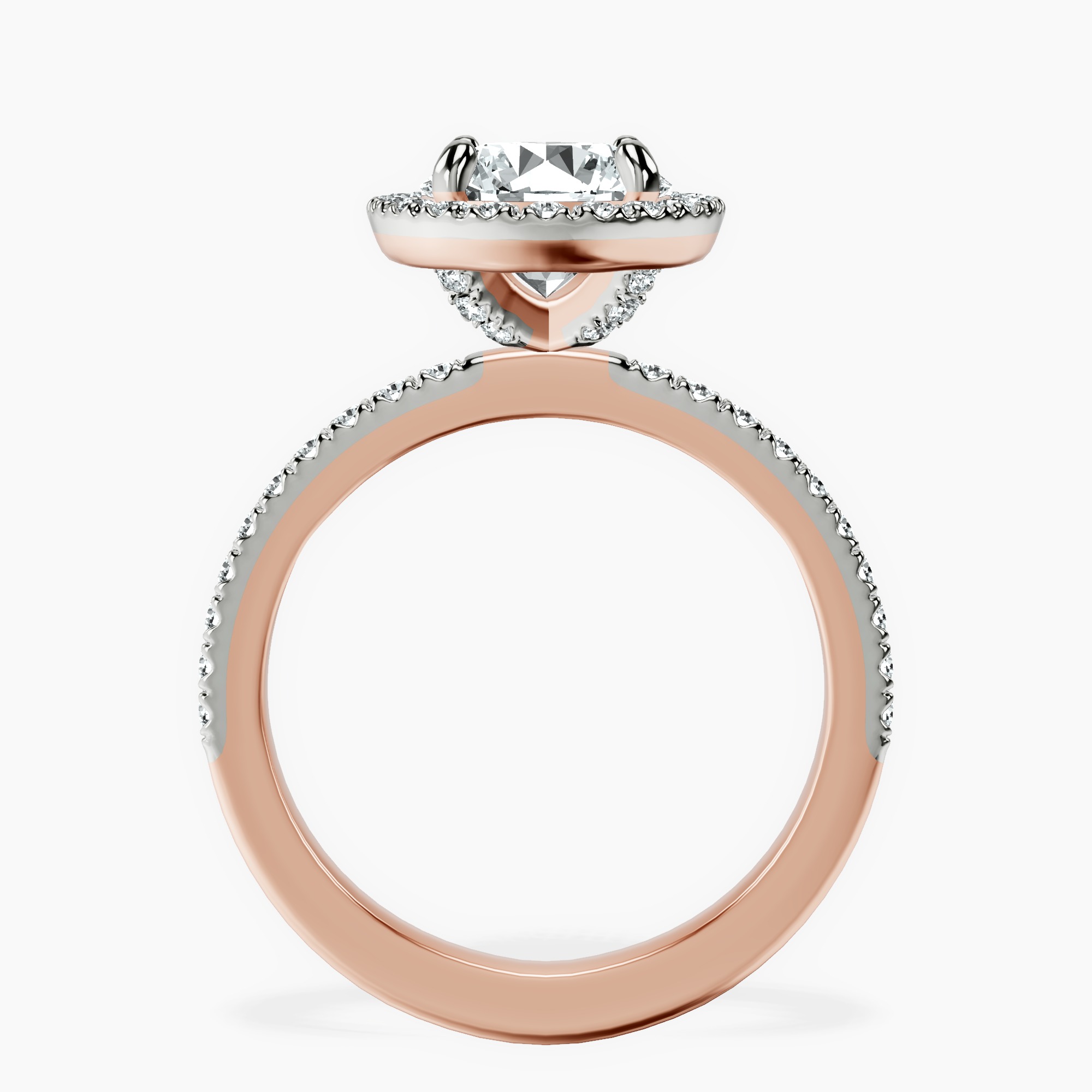 1.41 ct. round Elle Classic Halo Ring in 10kt rose gold side right image one