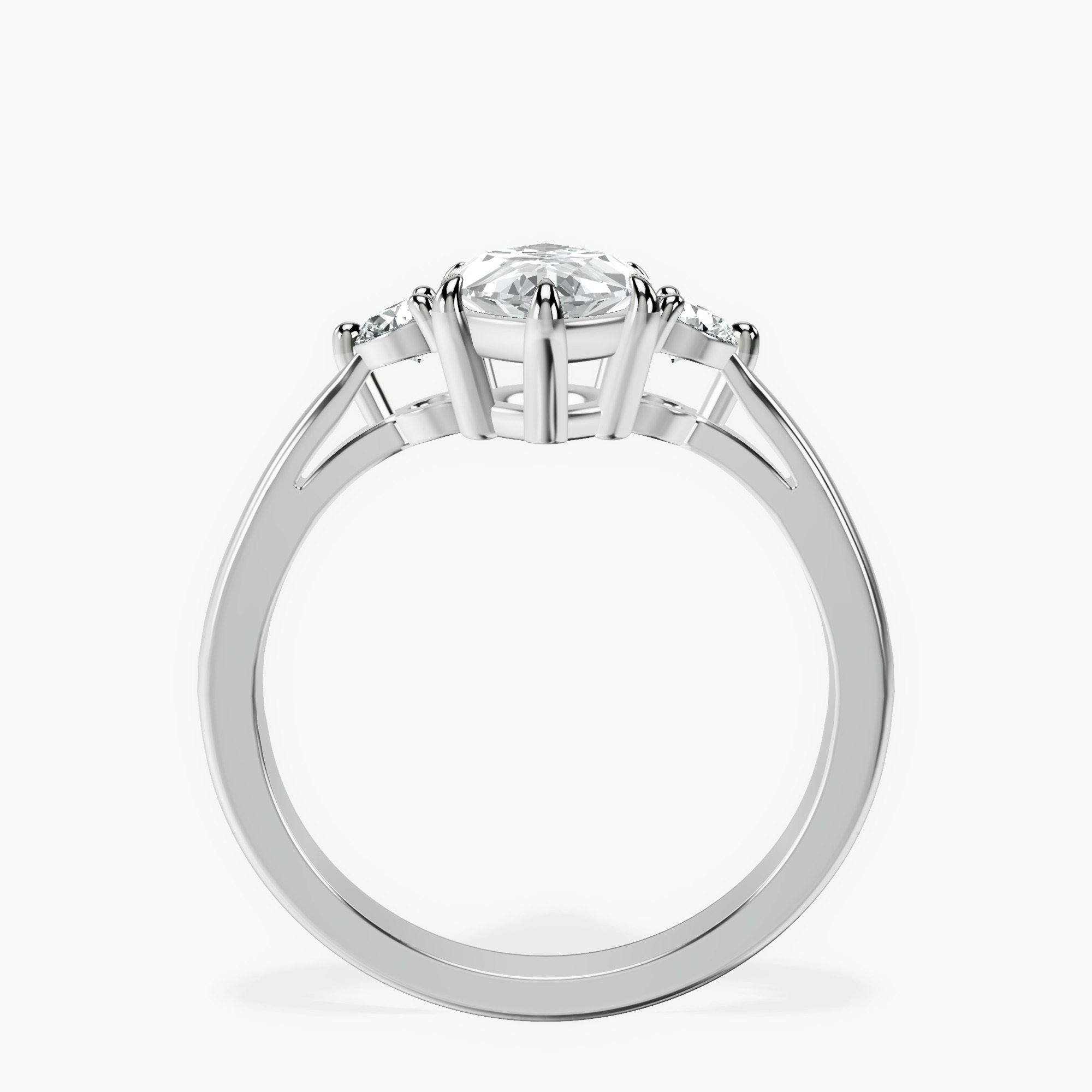 2.92 ct. marquise Synthia Three Stone Ring in 10kt white gold side right image one
