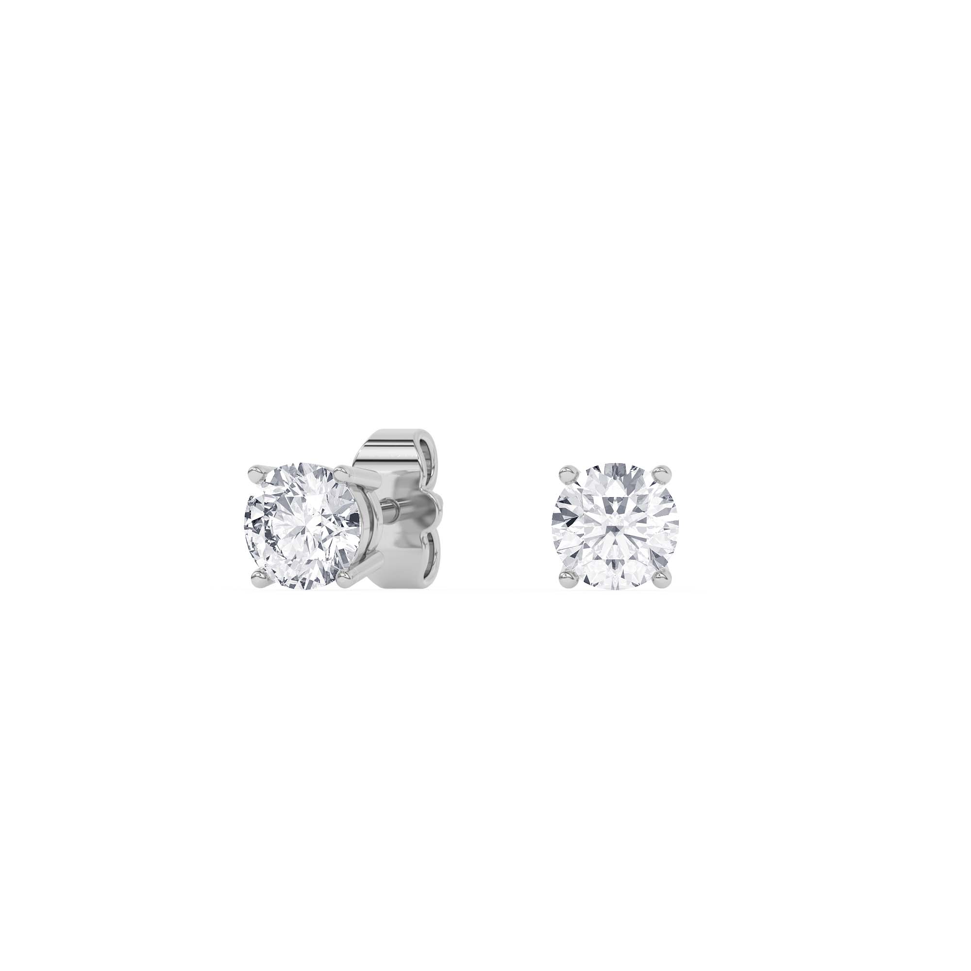 Four Prong Round Lab Diamond Stud Earrings front view