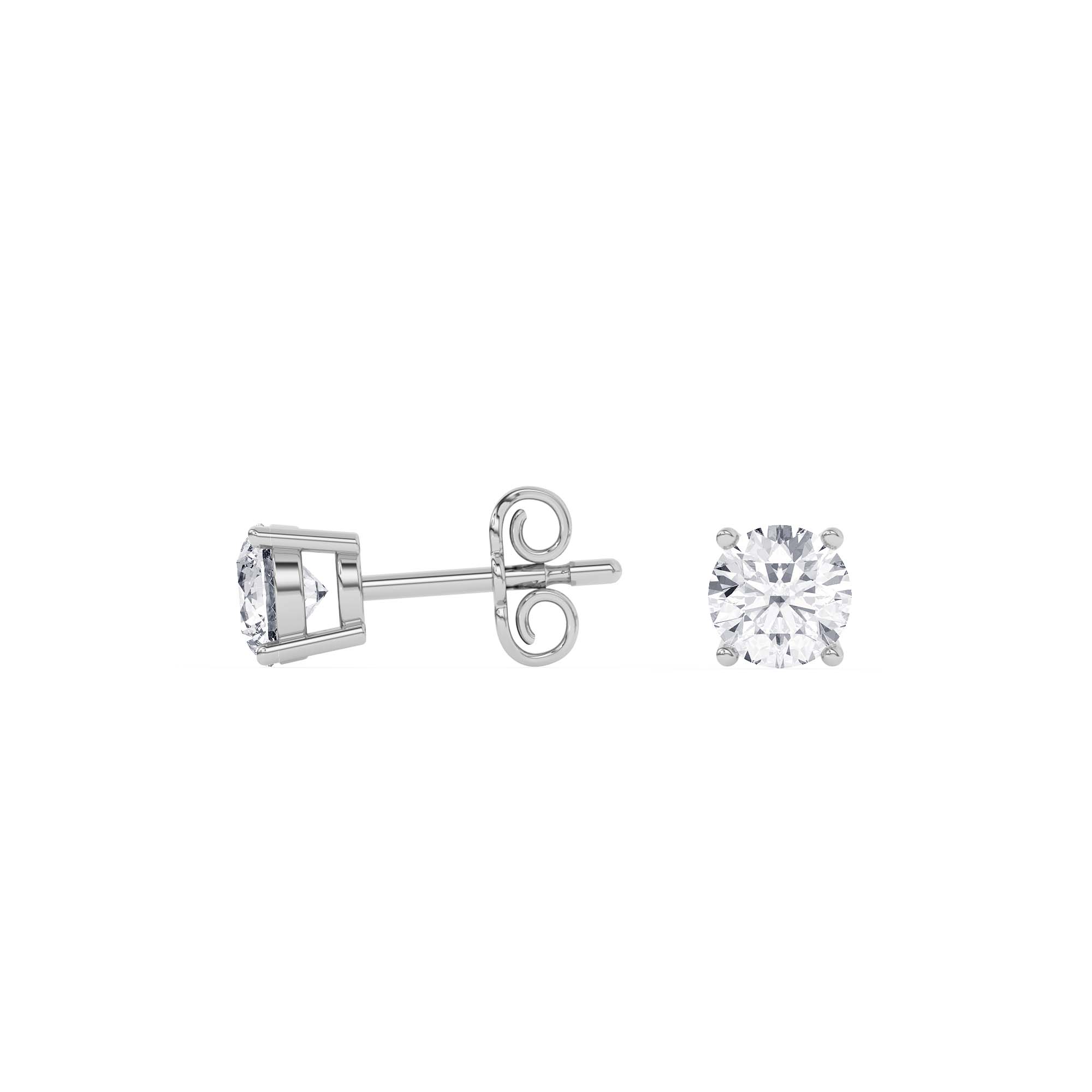 Four Prong Round Lab Diamond Stud Earrings left view