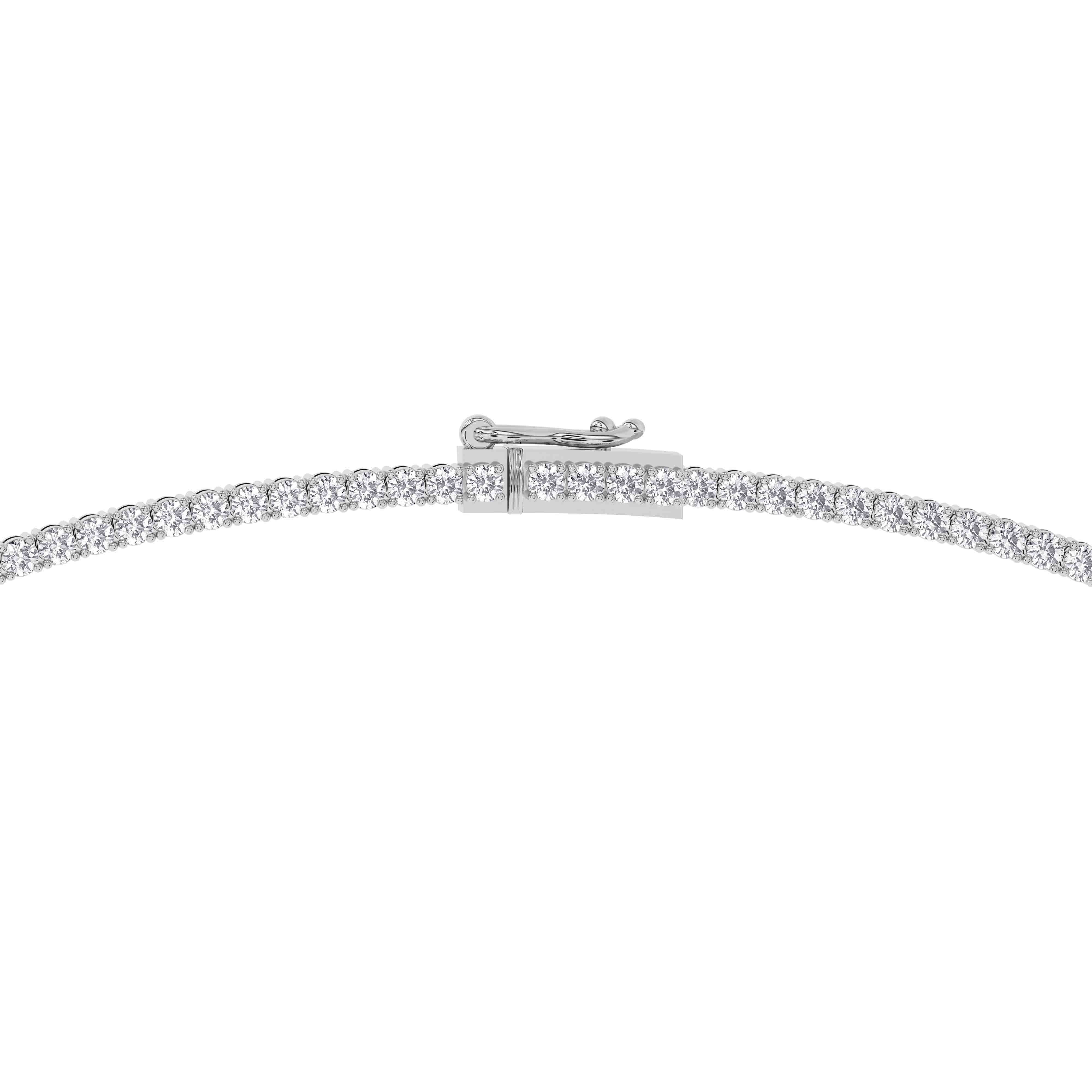 Naomi Round Lab Diamond Tennis Necklace left view